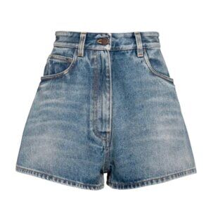 Prada Triangle Logo Denim Shorts